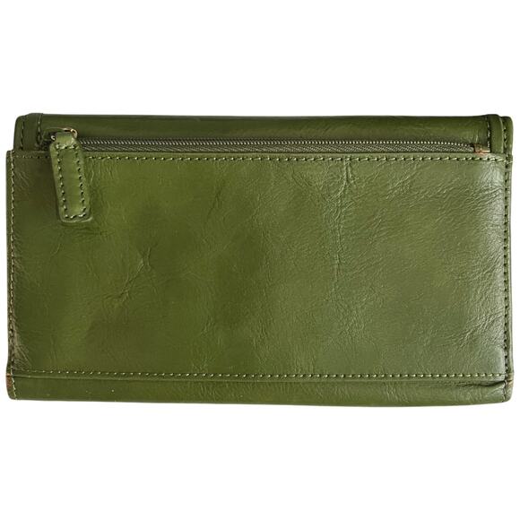 Fossil Green Trifold Leather Wallet, 7"x4" - Picture 3 of 7